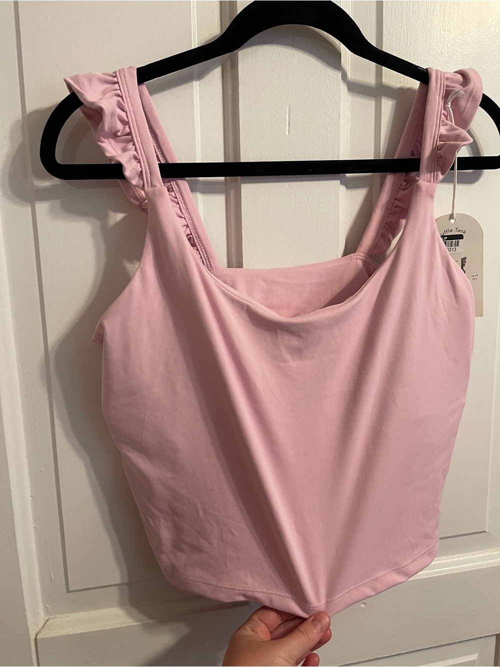 Women's Pink Ruffle Strap Tank Top